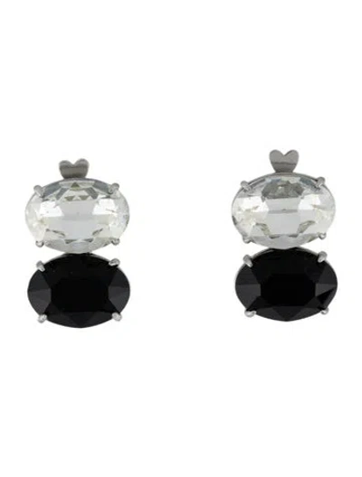 Pre-owned Carolina Herrera Crystal 'scramble' Drop Stud Earrings In Multi