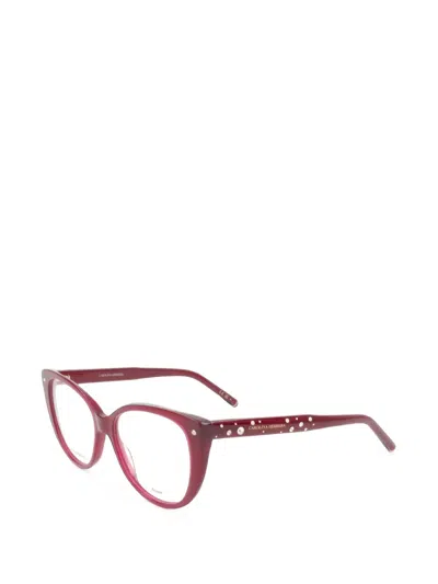 Carolina Herrera Crystal-embellished Cat-eye Glasses In Burgundy