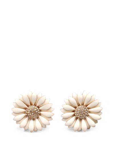 Carolina Herrera Crystal-embellished Earrings In White