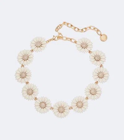 Carolina Herrera Crystal-embellished Floral Necklace In Gold