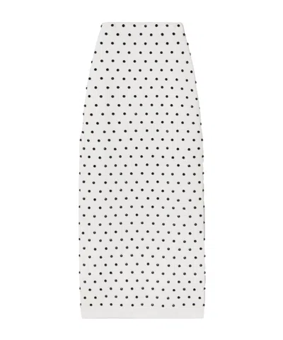 Carolina Herrera Crystal-embellished Knitted Midi Skirt In White