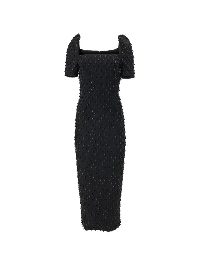 Carolina Herrera Crystal-embroidered Midi Dress In Black