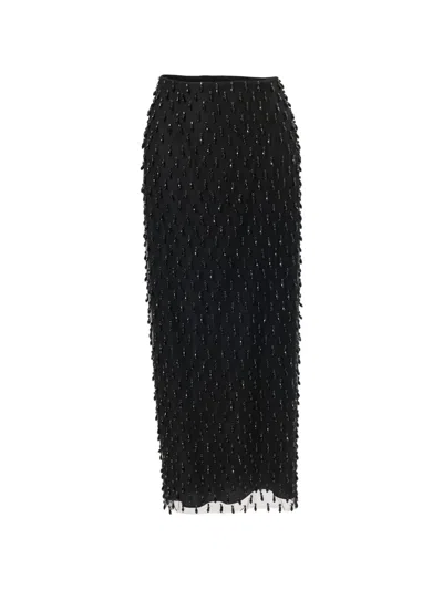 Carolina Herrera Crystal-embroidered Pencil Skirt In Black