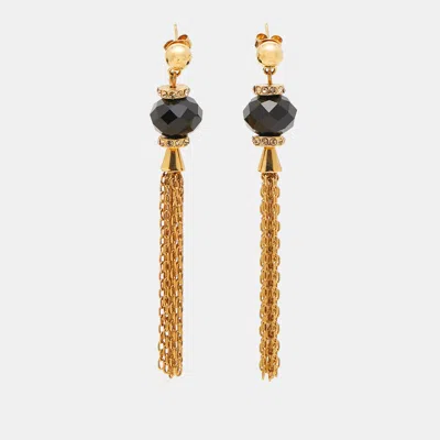 Carolina Herrera Crystals Beads Gold Tone Earrings In Multi