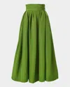 Carolina Herrera High-waisted Midi Skirt With Structured Waistband In Green