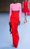 Carolina Herrera Long Sleeve Cutout Waist Column Gown In Red