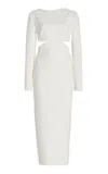 Carolina Herrera Cutout Crepe Midi Dress In White