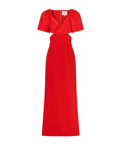 Carolina Herrera Cut-out Silk-faille And Crepe Gown In Red