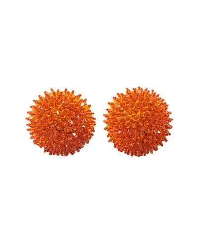 Carolina Herrera Cz Beaded Ball Dome Earrings In Orange