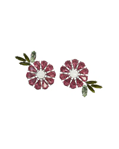 Carolina Herrera Cz Crystal Daisy Earrings In Burgundy
