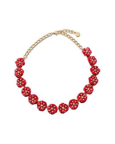 CAROLINA HERRERA CAROLINA HERRERA CZ ENAMEL SMALL METAL FLOWER NECKLACE