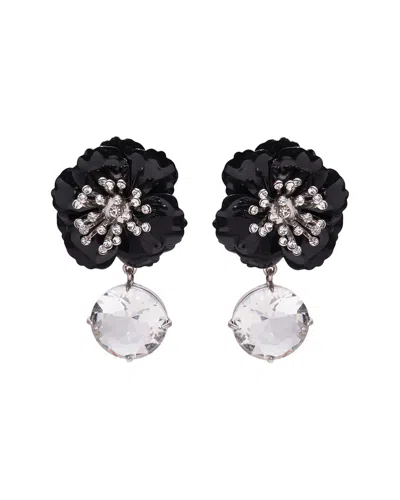 Carolina Herrera Cz Metal Flower Crystal Drop Earrings In Black