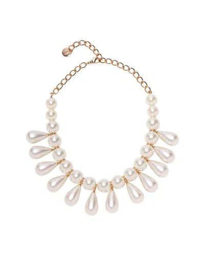 Carolina Herrera Cz Pearl Teardrop Necklace In White