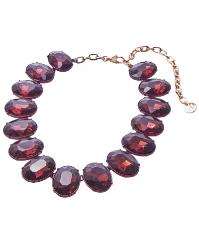 Carolina Herrera Cz Tonal Oval Crystal Necklace In Burgundy
