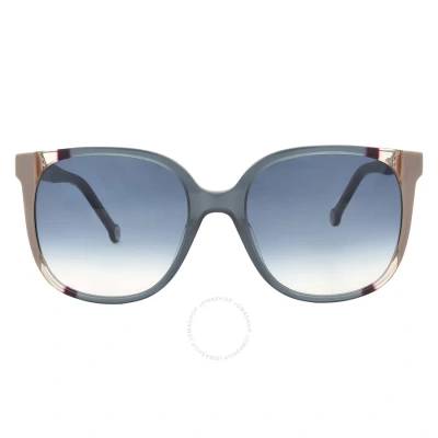 Carolina Herrera Dark Blue Shaded Square Ladies Sunglasses Ch 0062/s 0hbj/08 57 In Blue / Brown / Dark / Teal