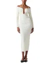 Carolina Herrera Off-shoulder Ruched Jersey Midi Dress In White