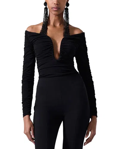 Carolina Herrera Deep U-neck Ruched Top In Black