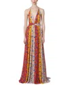 Carolina Herrera Deep V Halter Neck Wrapped Waist Gown