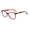 Carolina Herrera Demo Square Ladies Eyeglasses Her 0108 0ydc 54 In Burgundy