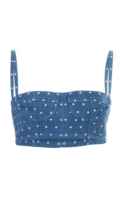 Carolina Herrera Denim Bustier Crop Top In Blue