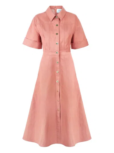 Carolina Herrera Denim Button-front Midi Dress In Pink
