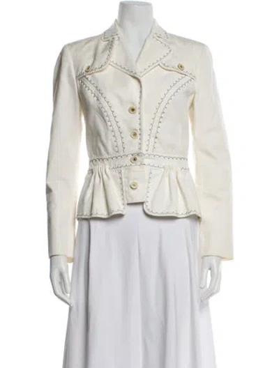 Pre-owned Carolina Herrera Denim Jacket In White