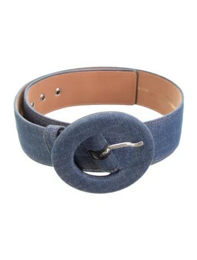 Pre-owned Carolina Herrera Denim Waist Belt In Blue