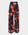 Carolina Herrera Diane Chrysanthemum-print Trousers In Black