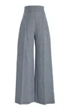 Carolina Herrera Diane High-rise Linen-wool Wide-leg Pants In Multi