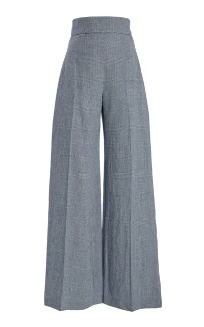 Carolina Herrera Diane High-rise Linen-wool Wide-leg Pants In Multi