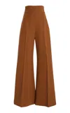 Carolina Herrera Diane High-rise Wool Wide-leg Pants In Brown