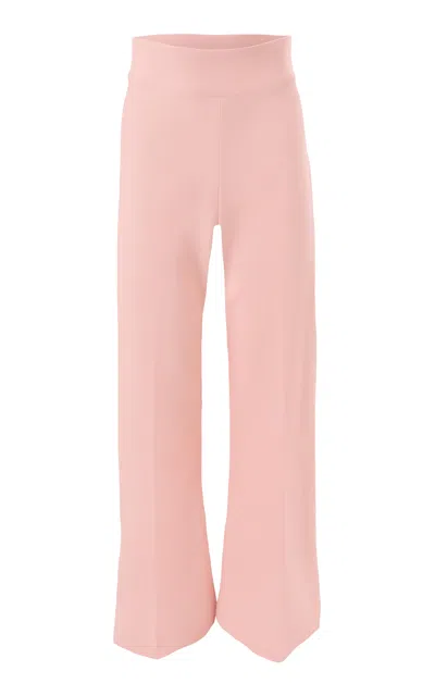 Carolina Herrera Diane Mid-rise Bi-stretch Wool Tailoring Wide-leg Pants In Pink