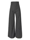 Carolina Herrera Diane Pinstripe Wool Blend Wide Leg Pants In Gray