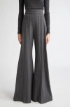 Carolina Herrera Diane Pinstripe Wool Blend Wide Leg Pants In Gray