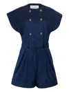 Carolina Herrera Double-breasted Romper With Belt In Blue