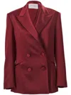 Carolina Herrera Double-breasted Satin Blazer In Red