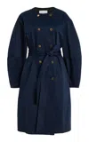 Carolina Herrera Double-breasted Stretch-cotton Sateen Coat