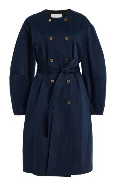 Carolina Herrera Double-breasted Stretch-cotton Sateen Coat