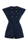 Carolina Herrera Double-breasted Stretch-cotton Sateen Romper