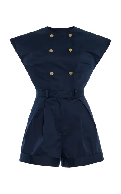Carolina Herrera Double-breasted Stretch-cotton Sateen Romper