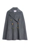Carolina Herrera Double-breasted Virgin-wool Cape In Grey