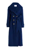 Carolina Herrera Double-breasted Virgin-wool Pea Coat In Navy