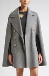 Carolina Herrera Double Face Virgin Wool Peacoat Cape In Gray