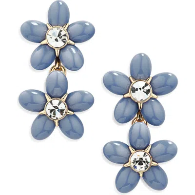 Carolina Herrera Double Flower Drop Earrings In Gray