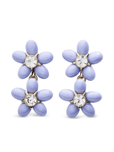 Carolina Herrera Double Flower Drop Earrings In Blue