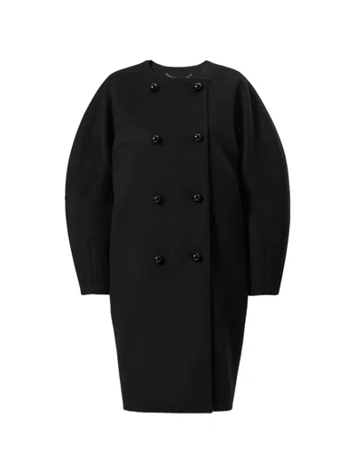 Carolina Herrera Double-breasted Cocoon Coat In 블랙