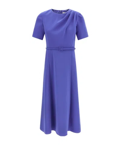 Carolina Herrera Draped Belted Midi Dress In Blue