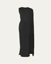 Carolina Herrera Draped Cape Column Gown In Black