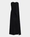Carolina Herrera Draped Cape Column Gown In Black