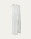 Carolina Herrera Draped Cape Column Gown In White